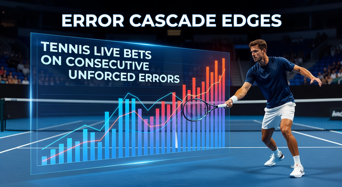 Tennis player grimacing after hitting an unforced error during a high-stakes rally, racket in hand as the ball sails wide