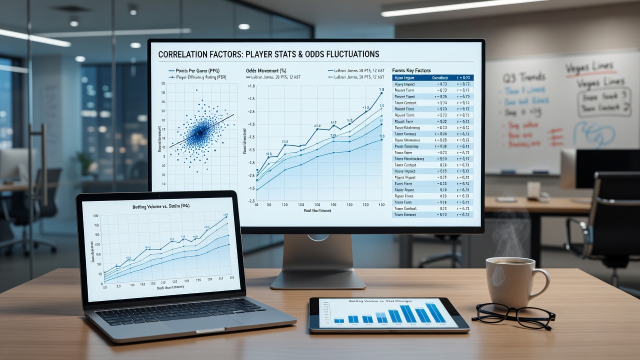 Live basketball game action with real-time odds ticker displaying shifts tied to player performance updates