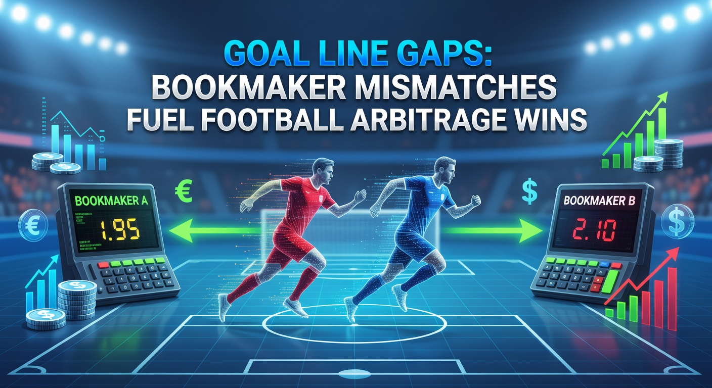 Digital display showing varying goal line odds across multiple sportsbooks for a Premier League match, highlighting arbitrage potential