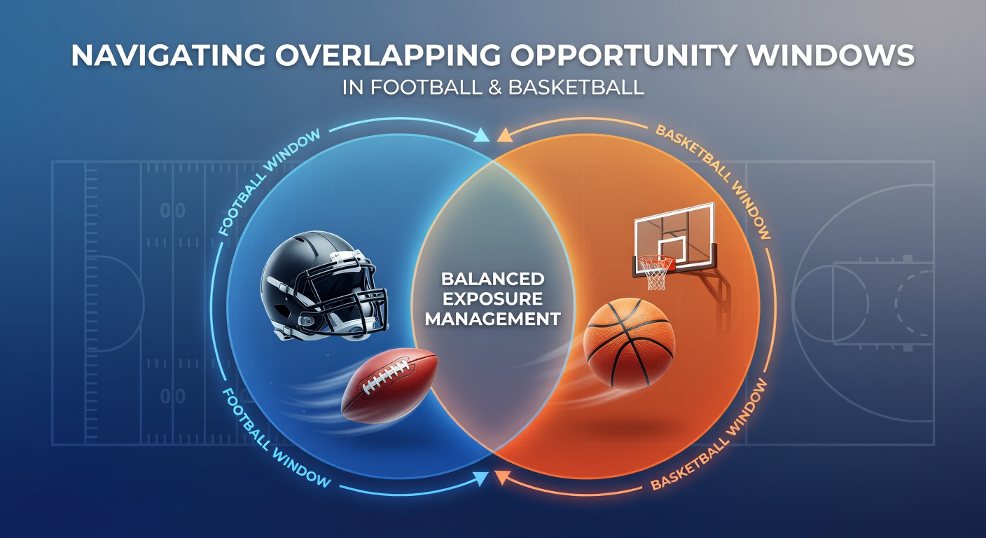 Visual representation of overlapping betting opportunity windows in football and basketball schedules