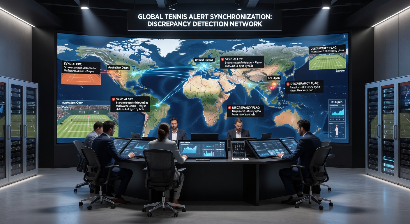 Live dashboard displaying real-time alert logs from synchronized tennis tournament monitoring systems