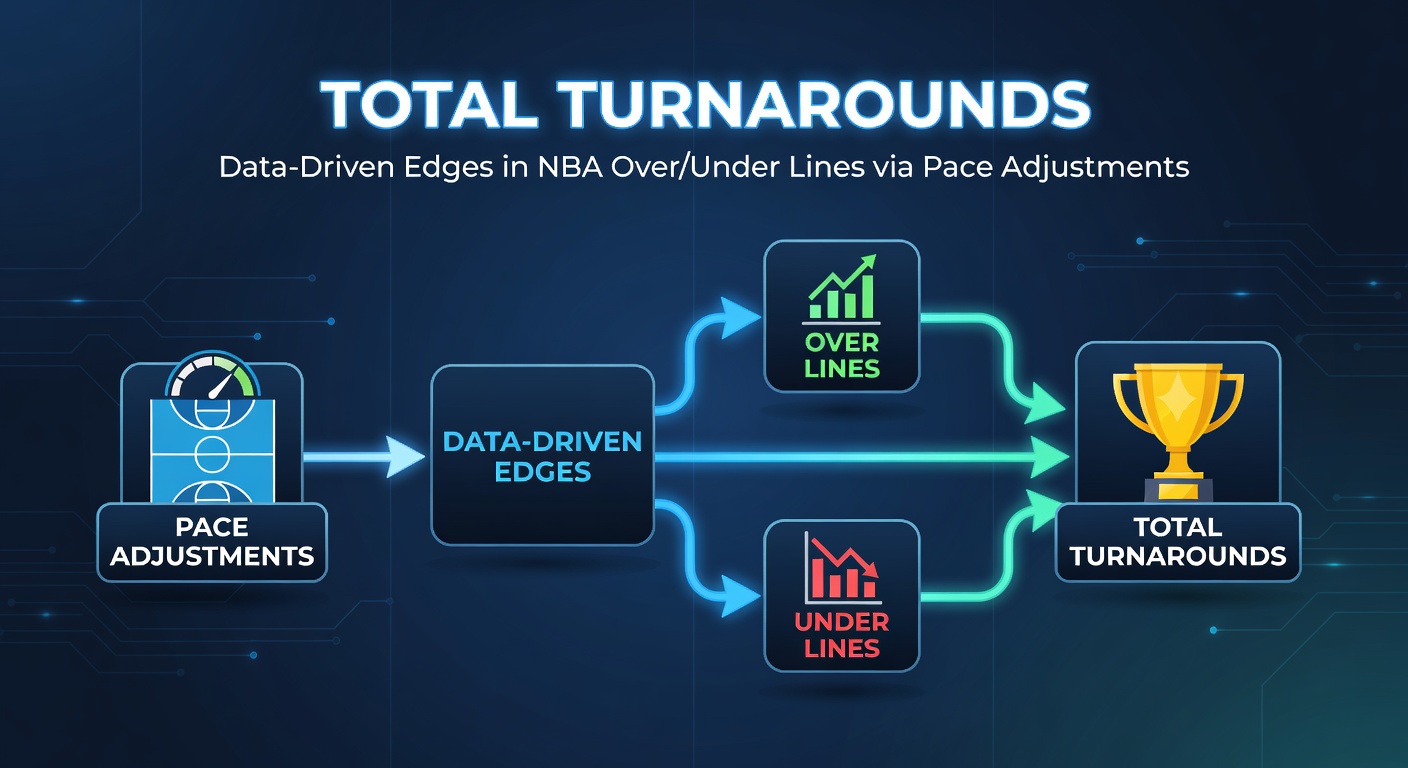 Data visualization chart displaying NBA pace trends over seasons, with overlaid over/under hit rates and adjustment signals highlighted in green for profitable edges