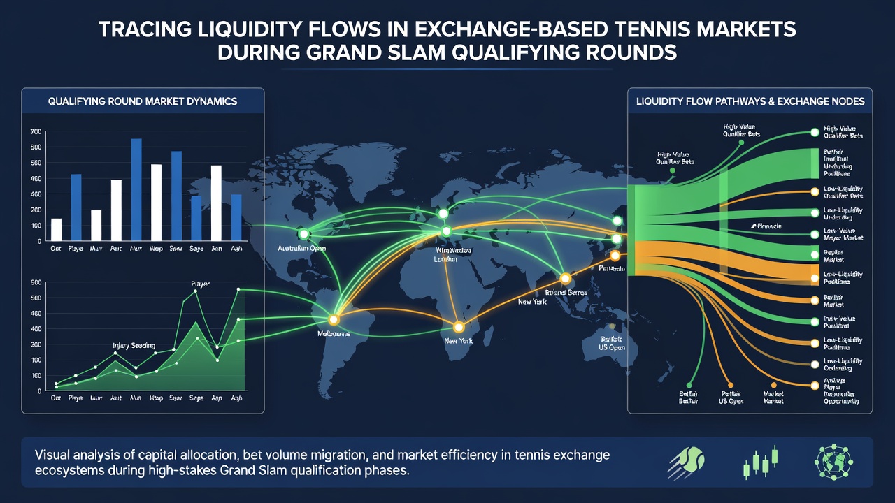 Heatmap visualization of liquidity concentration across different courts and sessions during tennis qualifying rounds